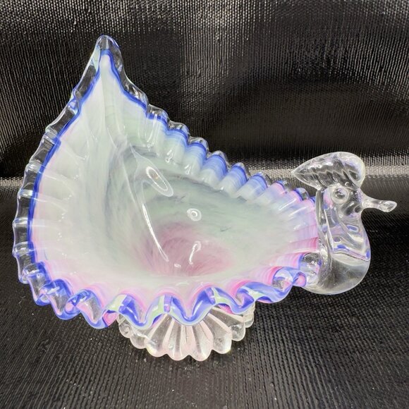 Venetian Art Glass Duck Bird Chicken Shaped Dish Bowl Candy Dish Container Italy - Picture 12 of 13